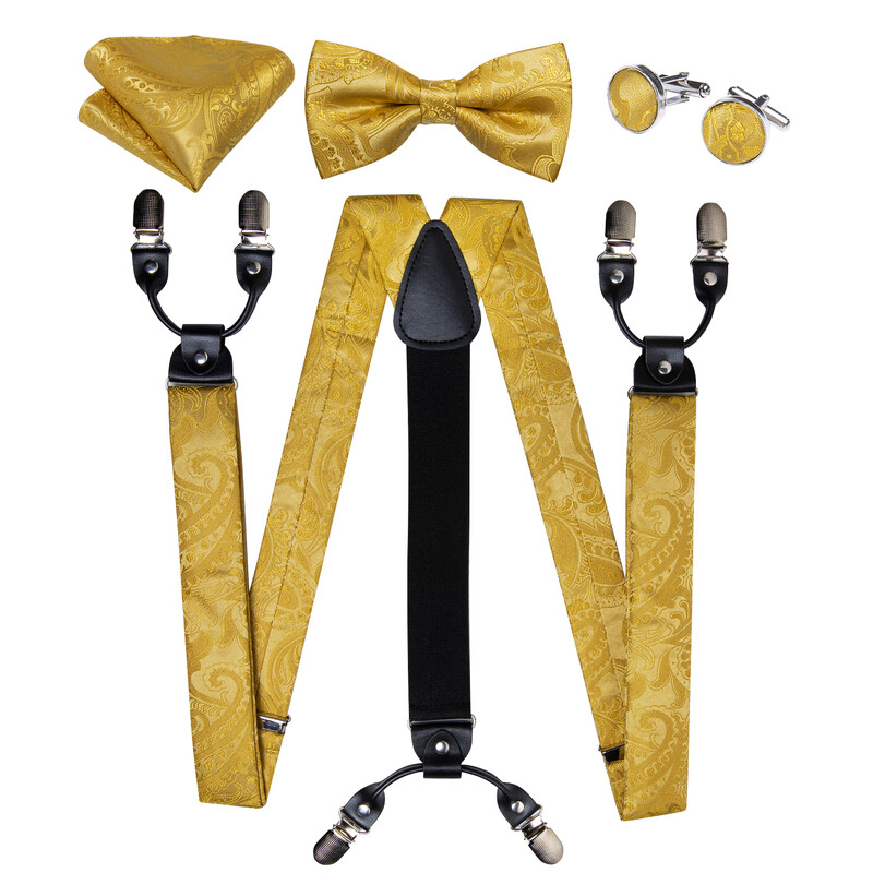 Fashion Silk αντρικές ζαρτιέρες παπιγιόν Τσέπη τετράγωνο 3,5cm φαρδύ ελαστικό ανδρικό σετ μανικετόκουμπες Ρυθμιζόμενες τιράντες για διακόσμηση ανδρικού πουκάμισου