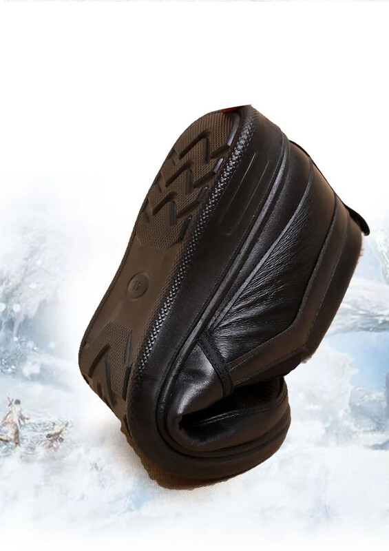 Divatos meleg férfi cipő téli hó csizma műbőr szőrme bélelt cipő idősebb férfi lapos boka plüss csizma középső vízálló cipő