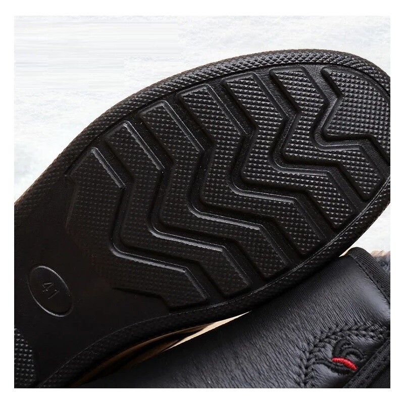 Divatos meleg férfi cipő téli hó csizma műbőr szőrme bélelt cipő idősebb férfi lapos boka plüss csizma középső vízálló cipő