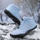 Нови зимни ботуши Мъжки обувки за сняг BareFoot Ежедневни обувки Външни водоустойчиви работни обувки Топла кожа Мъжки обувки до глезена Ботуши за сняг Плюс размер 50