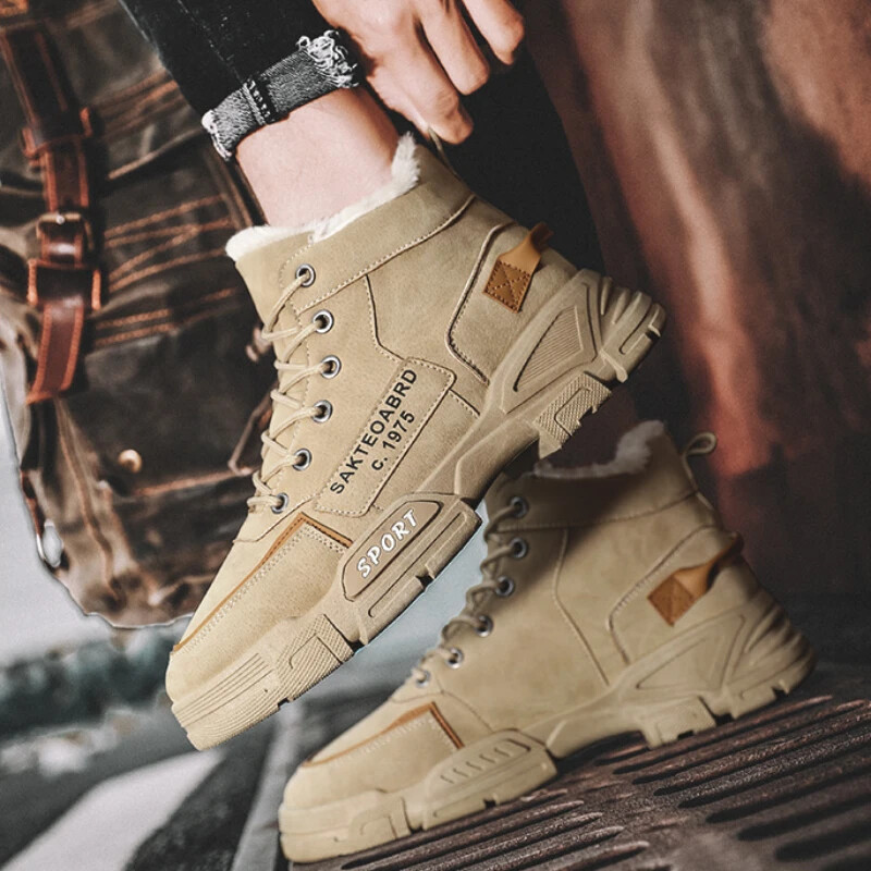 Ανδρικές μπότες χιονιού 2023 Χειμερινά ζεστά ανδρικά casual μποτάκια πλατφόρμας Αντιολισθητικές μπότες εργασίας για άντρες Κλασικά βαμβακερά παπούτσια μεγάλου μεγέθους