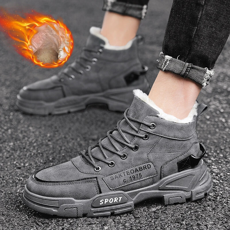Ανδρικές μπότες χιονιού 2023 Χειμερινά ζεστά ανδρικά casual μποτάκια πλατφόρμας Αντιολισθητικές μπότες εργασίας για άντρες Κλασικά βαμβακερά παπούτσια μεγάλου μεγέθους