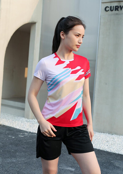 Sieviešu galda tenisa T-krekls Sporta Dry Fit Badmintona T krekls Tops ar pilnu sublimācijas apdruku ar īsām piedurknēm elpojoši T-krekli