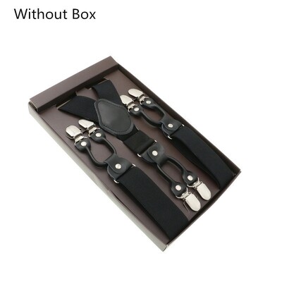 Μαύρο γνήσιο δέρμα 6 κλιπ Ζαρτιέρες Vintage Casual Suspensorio Tirante Παντελόνι λουράκι Bretele Δώρο μπαμπά/συζύγου