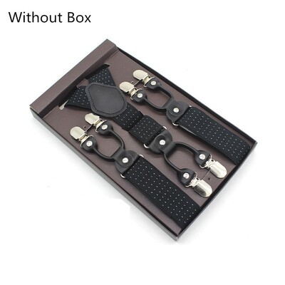 Μαύρο γνήσιο δέρμα 6 κλιπ Ζαρτιέρες Vintage Casual Suspensorio Tirante Παντελόνι λουράκι Bretele Δώρο μπαμπά/συζύγου