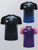 Egyedi férfi és női asztalitenisz póló gyorsan száradó légáteresztő könnyű V-nyakú tollaslabda viselet csapat egyedi LOGO