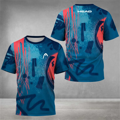 Ανδρικό μπλουζάκι γρήγορου στεγνώματος, μπλουζάκι προπόνησης τένις υψηλής ποιότητας που απορροφά νερό, 3D εκτυπωμένα ρούχα για καλοκαιρινά φαρδιά κοντά μανίκια