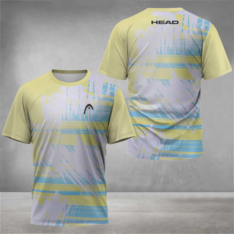 Ανδρικό μπλουζάκι γρήγορου στεγνώματος, μπλουζάκι προπόνησης τένις υψηλής ποιότητας που απορροφά νερό, 3D εκτυπωμένα ρούχα για καλοκαιρινά φαρδιά κοντά μανίκια
