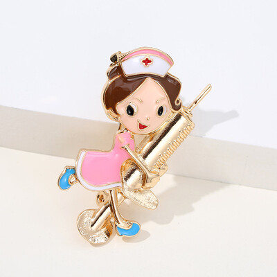 Cute Enamel Nurse Shape Pins Women Brooch Fashion Jewelry Medical Doctor Nurse Student Gift Lapel Brooches Badge Gift