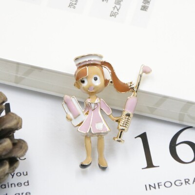 Ace drăguț emailat în formă de asistentă, broșă pentru femei, bijuterii de modă, cadou pentru medic, asistentă medicală, pentru studenți, broșe cu rever, cadou