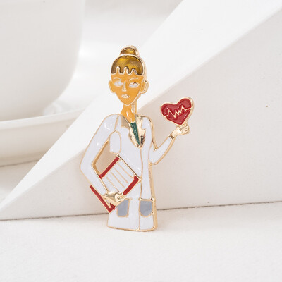 Ace drăguț emailat în formă de asistentă, broșă pentru femei, bijuterii de modă, cadou pentru medic, asistentă medicală, pentru studenți, broșe cu rever, cadou