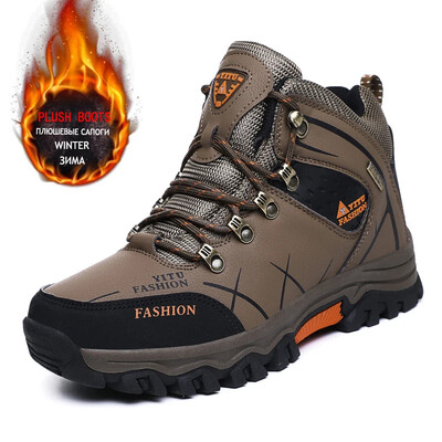 Zīmols Vīriešu ziemas zābaki Vīriešu sniega zābaki ziemas silti ādas ūdensizturīgi vīriešu kedas āra elpojoši pārgājienu zābaki darba apavi