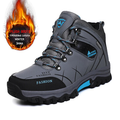 Zīmols Vīriešu ziemas zābaki Vīriešu sniega zābaki ziemas silti ādas ūdensizturīgi vīriešu kedas āra elpojoši pārgājienu zābaki darba apavi