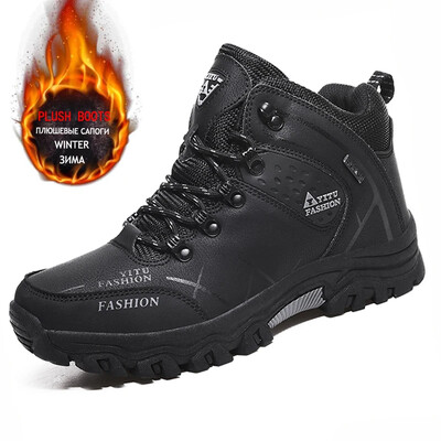 Zīmols Vīriešu ziemas zābaki Vīriešu sniega zābaki ziemas silti ādas ūdensizturīgi vīriešu kedas āra elpojoši pārgājienu zābaki darba apavi