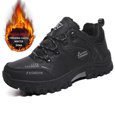 Zīmols Vīriešu ziemas zābaki Vīriešu sniega zābaki ziemas silti ādas ūdensizturīgi vīriešu kedas āra elpojoši pārgājienu zābaki darba apavi