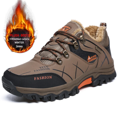 Zīmols Vīriešu ziemas zābaki Vīriešu sniega zābaki ziemas silti ādas ūdensizturīgi vīriešu kedas āra elpojoši pārgājienu zābaki darba apavi