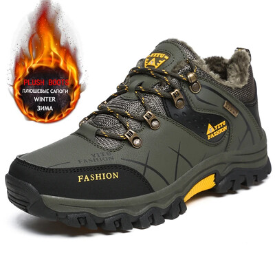Zīmols Vīriešu ziemas zābaki Vīriešu sniega zābaki ziemas silti ādas ūdensizturīgi vīriešu kedas āra elpojoši pārgājienu zābaki darba apavi