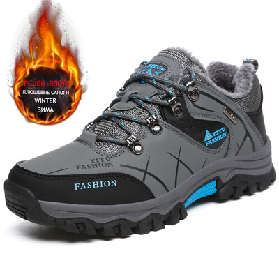 Zīmols Vīriešu ziemas zābaki Vīriešu sniega zābaki ziemas silti ādas ūdensizturīgi vīriešu kedas āra elpojoši pārgājienu zābaki darba apavi