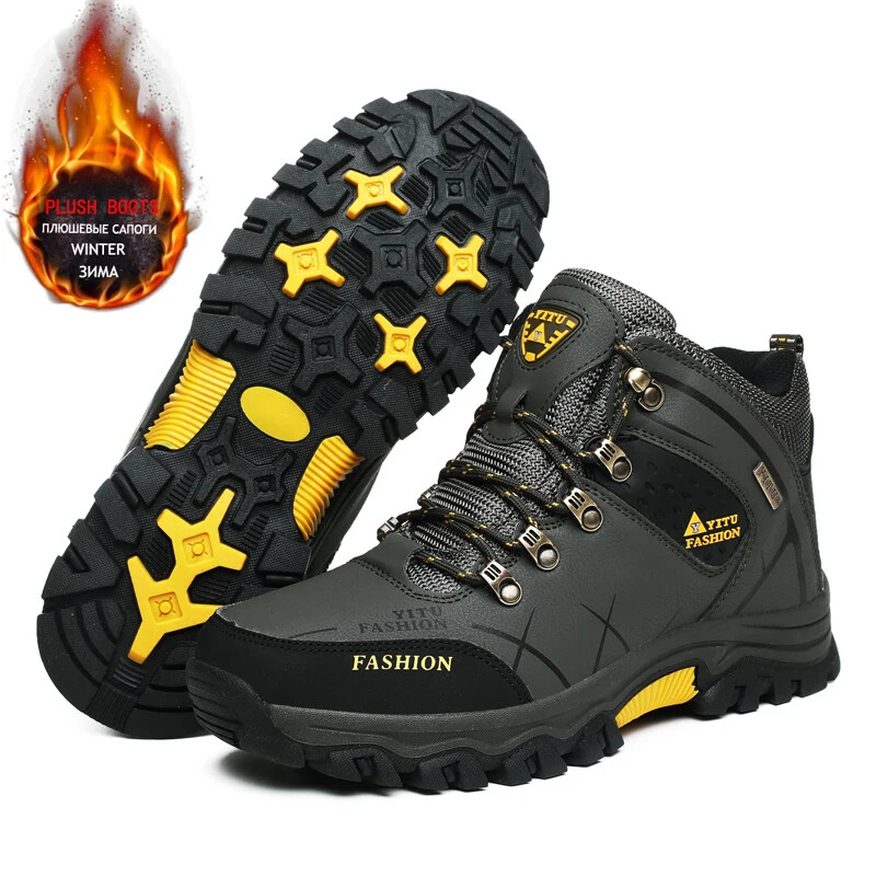 Zīmols Vīriešu ziemas zābaki Vīriešu sniega zābaki ziemas silti ādas ūdensizturīgi vīriešu kedas āra elpojoši pārgājienu zābaki darba apavi