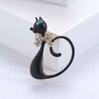 Zománcozott macska bross nőknek Uniszex strassz masnitűk Irodai Party Barát ajándékok Ékszer Kiegészítők