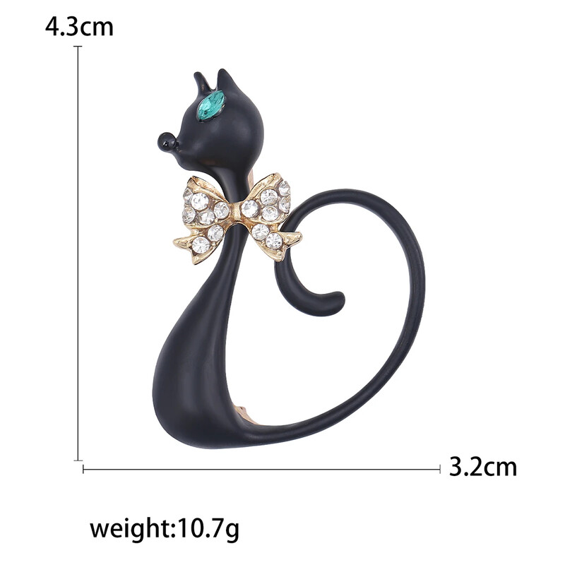 Zománcozott macska bross nőknek Uniszex strassz masnitűk Irodai Party Barát ajándékok Ékszer Kiegészítők