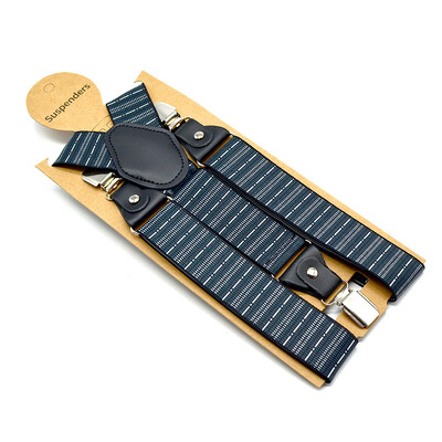 Bretele bleumarin Bărbați Dungi Business Casual Curele late Curele reglabile Durabile Bărbați 3 cleme Bretele în formă de Y120cm*3.5cm