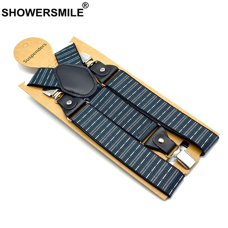 Bretele bleumarin Bărbați Dungi Business Casual Curele late Curele reglabile Durabile Bărbați 3 cleme Bretele în formă de Y120cm*3.5cm