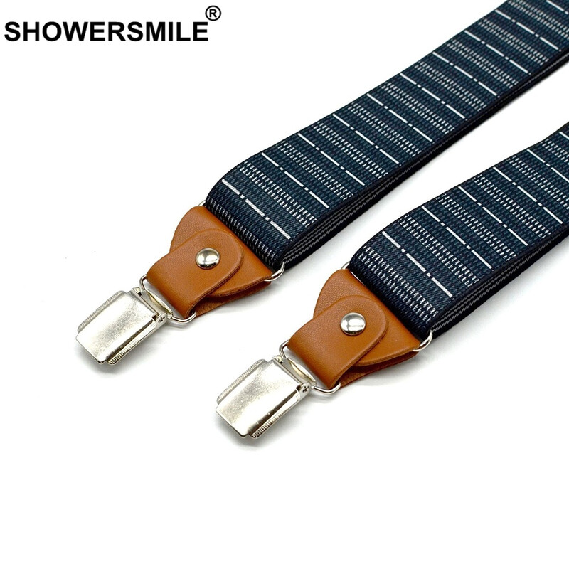 Bretele bleumarin Bărbați Dungi Business Casual Curele late Curele reglabile Durabile Bărbați 3 cleme Bretele în formă de Y120cm*3.5cm