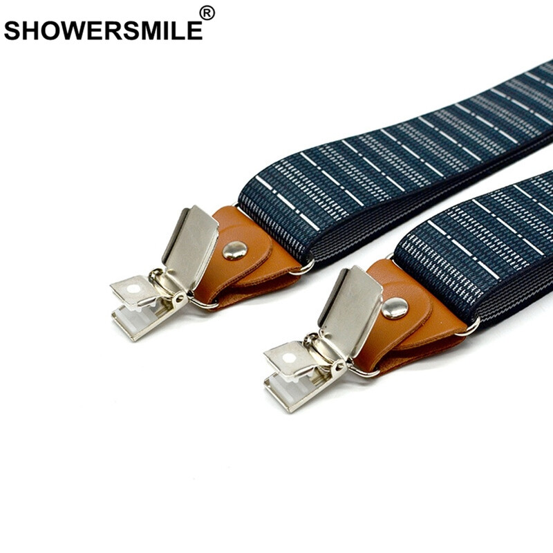 Bretele bleumarin Bărbați Dungi Business Casual Curele late Curele reglabile Durabile Bărbați 3 cleme Bretele în formă de Y120cm*3.5cm