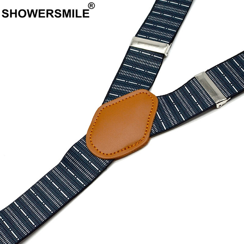 Bretele bleumarin Bărbați Dungi Business Casual Curele late Curele reglabile Durabile Bărbați 3 cleme Bretele în formă de Y120cm*3.5cm