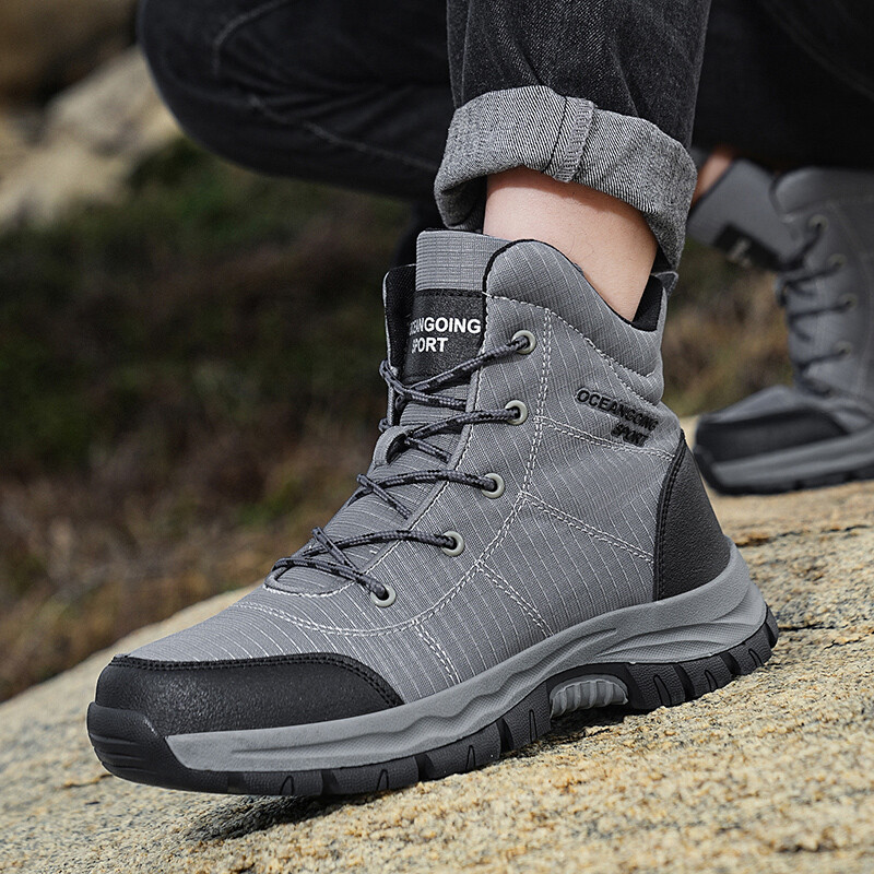 Cizme de iarnă Pantofi de alpinism pentru bărbați 2024 Pantofi de vânătoare din pluș Cizme de vânătoare cu șireturi în aer liber anti-alunecare Mărimea 39-48