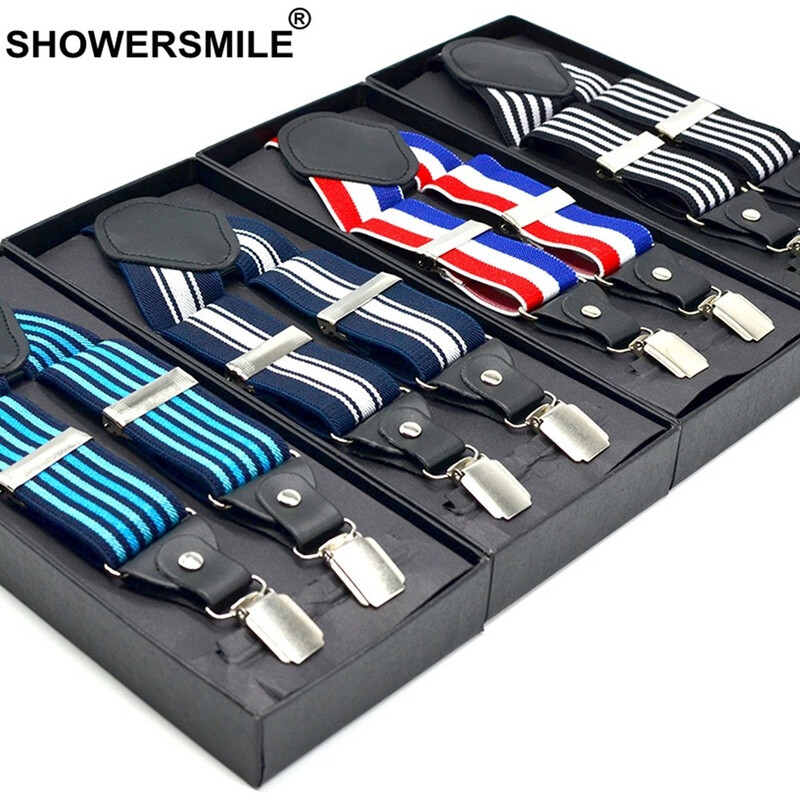 Csíkos nadrágtartó nadrág Férfi elasztikus Y alakú merevítők 4 kapcsos pánt öv 3,5*120cm sötétkék függő férfi piros fekete