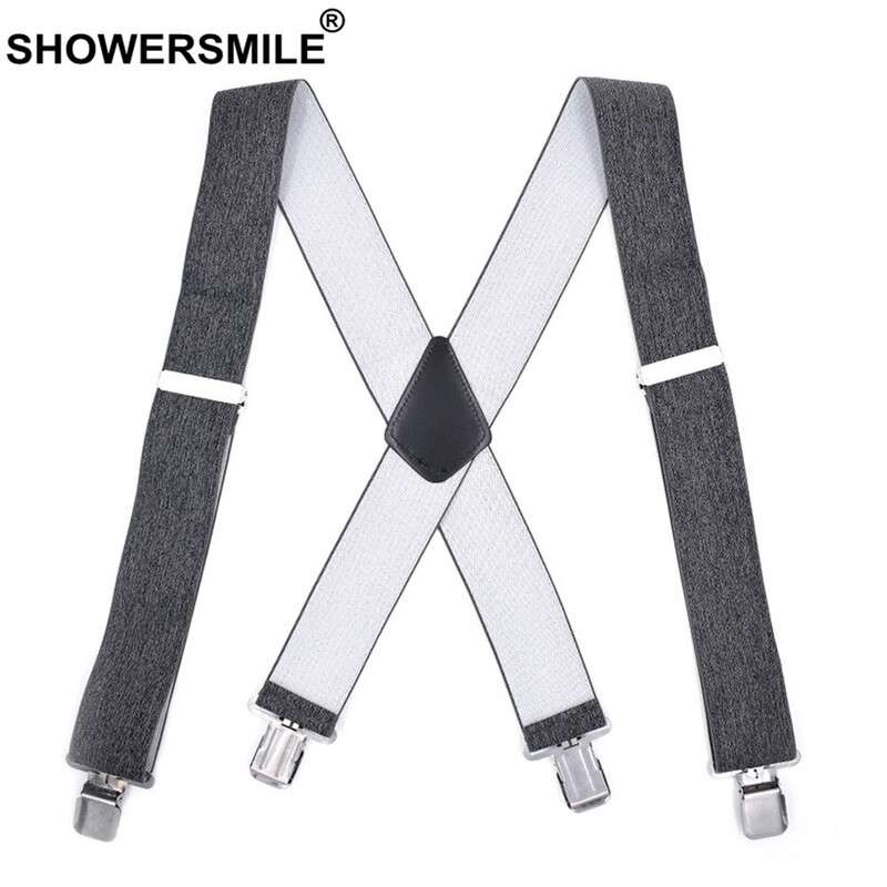 Bretele pentru adulți gri, lățime 5 cm X spate, gri pentru bărbați, bretele pentru pantaloni pentru bărbați, 4 agrafe, curea elastică reglabilă cu bretele 120 cm*5 cm