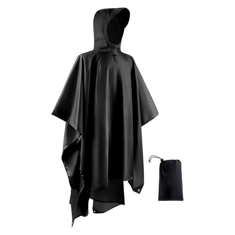 3in1 Pilns pončo pieaugušajiem ūdensnecaurlaidīgs pārvalks vīriešu salokāmi lietusmēteļi ar kapuci lietus vīriešiem vīriešu pončo mētelis vīrietim necaurlaidīgs ceļojums kempings