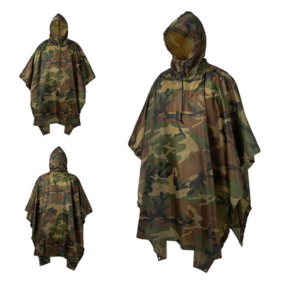 Υπαίθριο στρατιωτικό Poncho 210T+PU Στρατού Πολέμου Tactical Raincoat Hunting Ghillie Suit Birdwatching Umbrella Rain Gear Αξεσουάρ σπιτιού