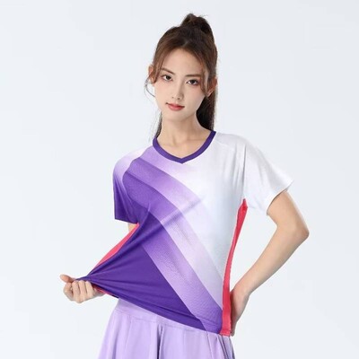 Pastelno ljubičasta majica za badminton Unisex dres za stolni tenis Muškarci Žene Patchwork 3D print Pastelna korejska sportska odjeća 2024 Pingpong majica