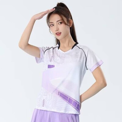 Pastelno ljubičasta majica za badminton Unisex dres za stolni tenis Muškarci Žene Patchwork 3D print Pastelna korejska sportska odjeća 2024 Pingpong majica