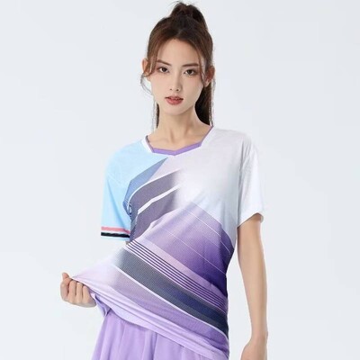 Pastelno ljubičasta majica za badminton Unisex dres za stolni tenis Muškarci Žene Patchwork 3D print Pastelna korejska sportska odjeća 2024 Pingpong majica