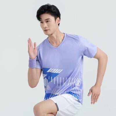 Pastelno ljubičasta majica za badminton Unisex dres za stolni tenis Muškarci Žene Patchwork 3D print Pastelna korejska sportska odjeća 2024 Pingpong majica