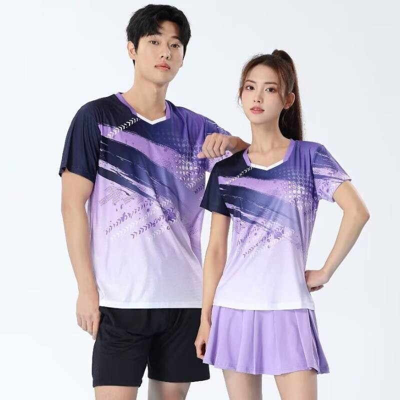 Pastelno ljubičasta majica za badminton Unisex dres za stolni tenis Muškarci Žene Patchwork 3D print Pastelna korejska sportska odjeća 2024 Pingpong majica