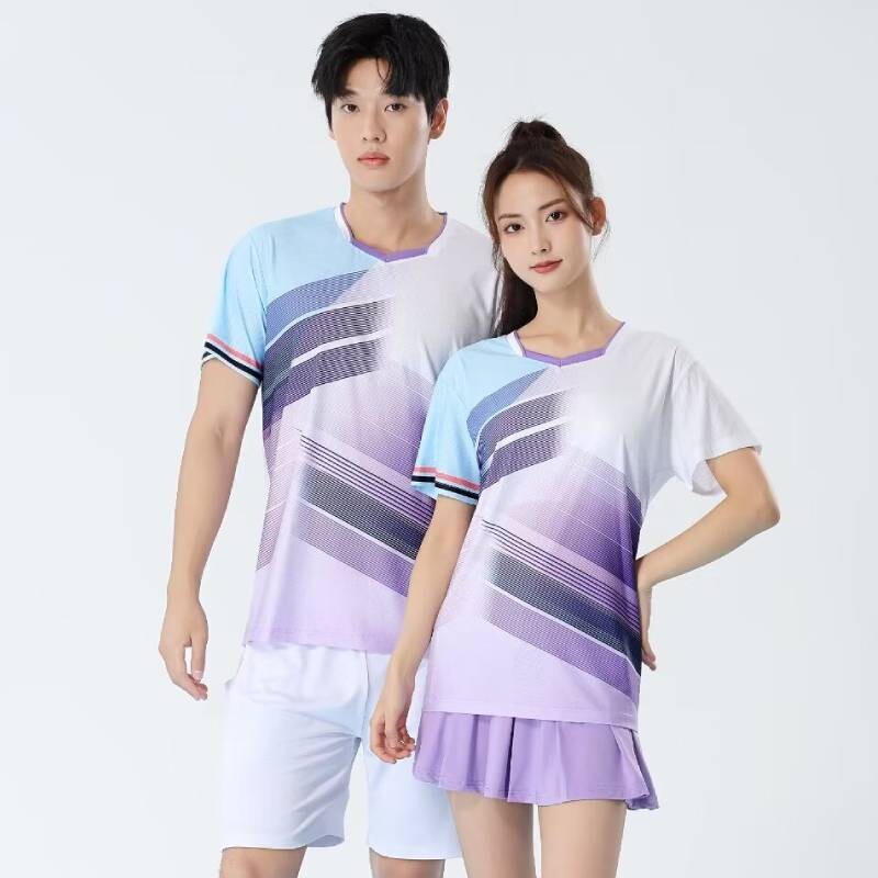 Pastelno ljubičasta majica za badminton Unisex dres za stolni tenis Muškarci Žene Patchwork 3D print Pastelna korejska sportska odjeća 2024 Pingpong majica