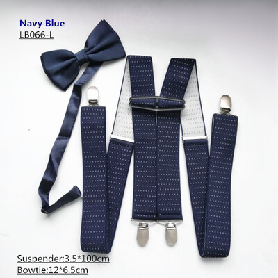 LB066- Täiskasvanute püksirihmade ja kikilipsu komplektid 3,5 laiused Dot Strap suur suurus X-selja traksidega kikilipsu komplekt meestele naistele pulmadeks