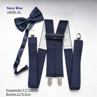LB066- Täiskasvanute püksirihmade ja kikilipsu komplektid 3,5 laiused Dot Strap suur suurus X-selja traksidega kikilipsu komplekt meestele naistele pulmadeks