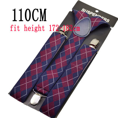 Pánske traky 120 cm, šírka 3,5 cm, dámske, veľké plussize, traky 3x klipsňa, Y-back kockované, tmavomodré, elastické, BY12