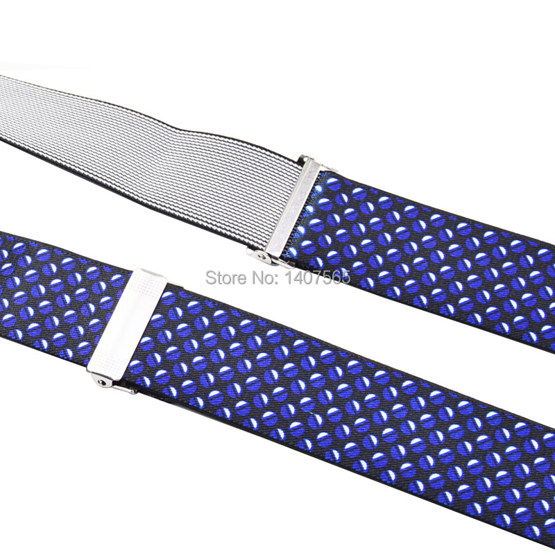 120 cm Férfi nadrágtartó 3,5 cm széles női Nagy, plusz méretű nadrágtartó 3 csíptetős Y-hátsó levél kék kék merevítők, rugalmas BY13