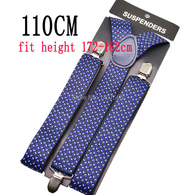 120 cm Férfi nadrágtartó 3,5 cm széles női Nagy, plusz méretű nadrágtartó 3 csíptetős Y-hátsó levél kék kék merevítők, rugalmas BY13