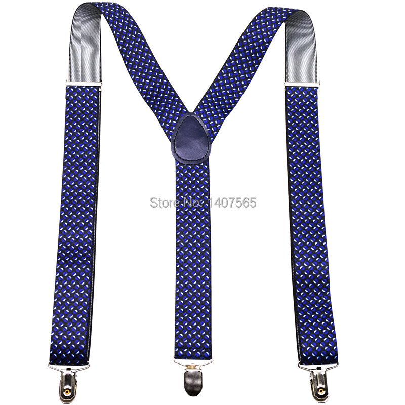 120 cm Férfi nadrágtartó 3,5 cm széles női Nagy, plusz méretű nadrágtartó 3 csíptetős Y-hátsó levél kék kék merevítők, rugalmas BY13