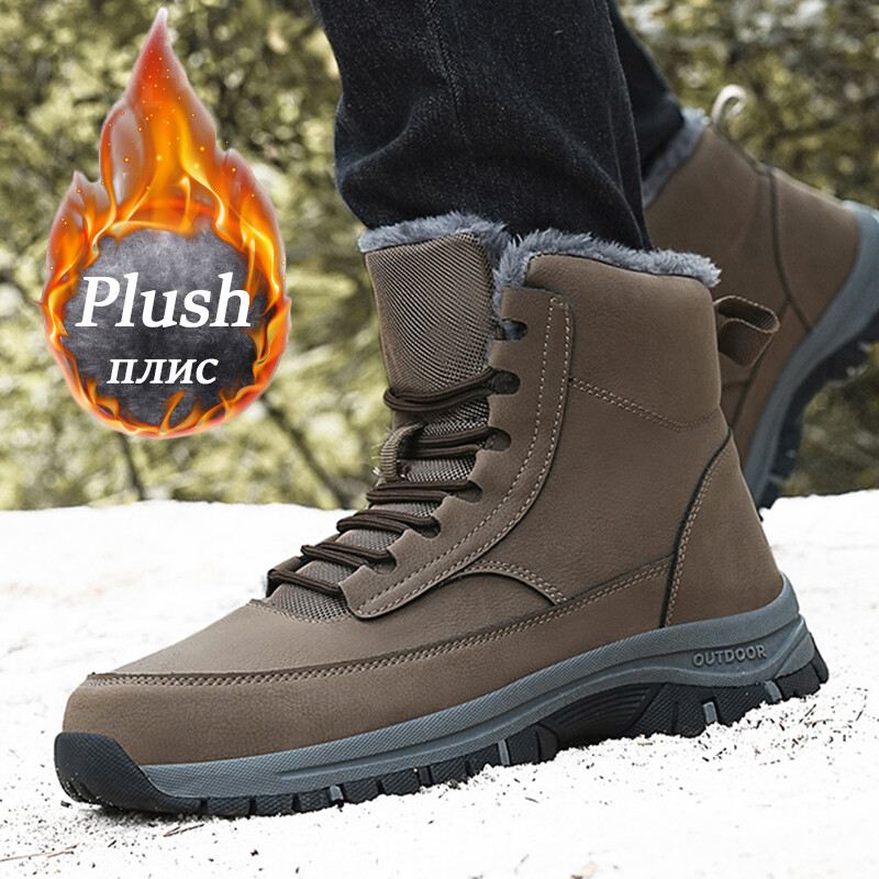 New Men Winter Snow Boots Για Αδιάβροχα Δερμάτινα Αθλητικά Παπούτσια Super Warm Ανδρικές Μπότες Υπαίθριες Ανδρικές Μπότες Πεζοπορίας Εργασία Παπούτσια Μέγεθος 39-48