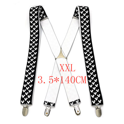 3,5 cm széles kis mókus állati nyomott nadrágtartók Férfi Stretch Állítható X-hátú női nadrágtartó 4 kapcsos merevítős ajándék