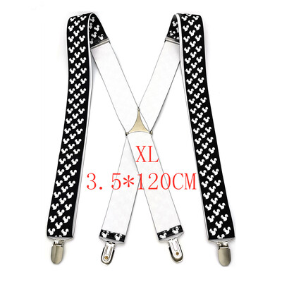 3,5 cm széles kis mókus állati nyomott nadrágtartók Férfi Stretch Állítható X-hátú női nadrágtartó 4 kapcsos merevítős ajándék